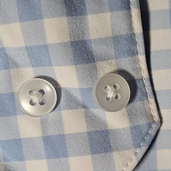 Mizzen+Main Men Shirt Blue Gingham L Trim Fit Preppy Officecore Quiet Luxury - Picture 4 of 12